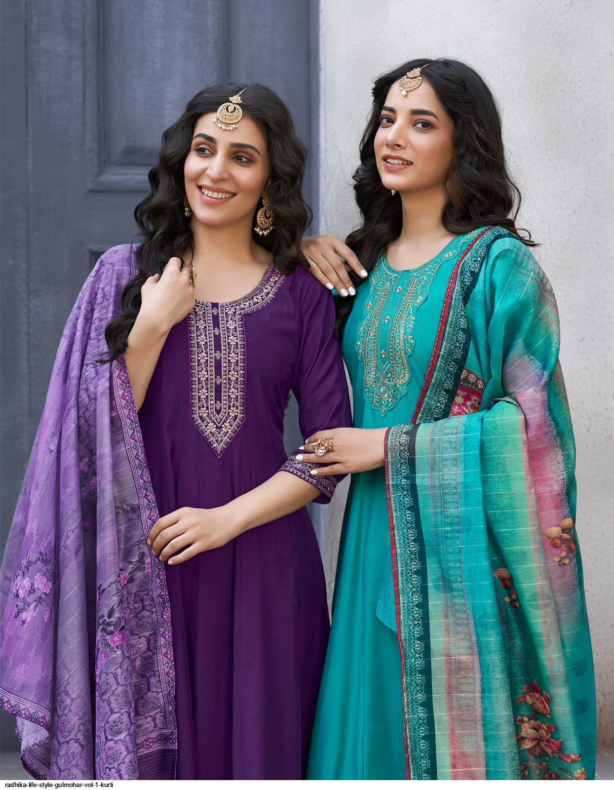 Gulmohar Vol 1 By Radhika Roman Silk Long Anarkali Kurtis With Bottom Dupatta Wholesale Shop In Surat